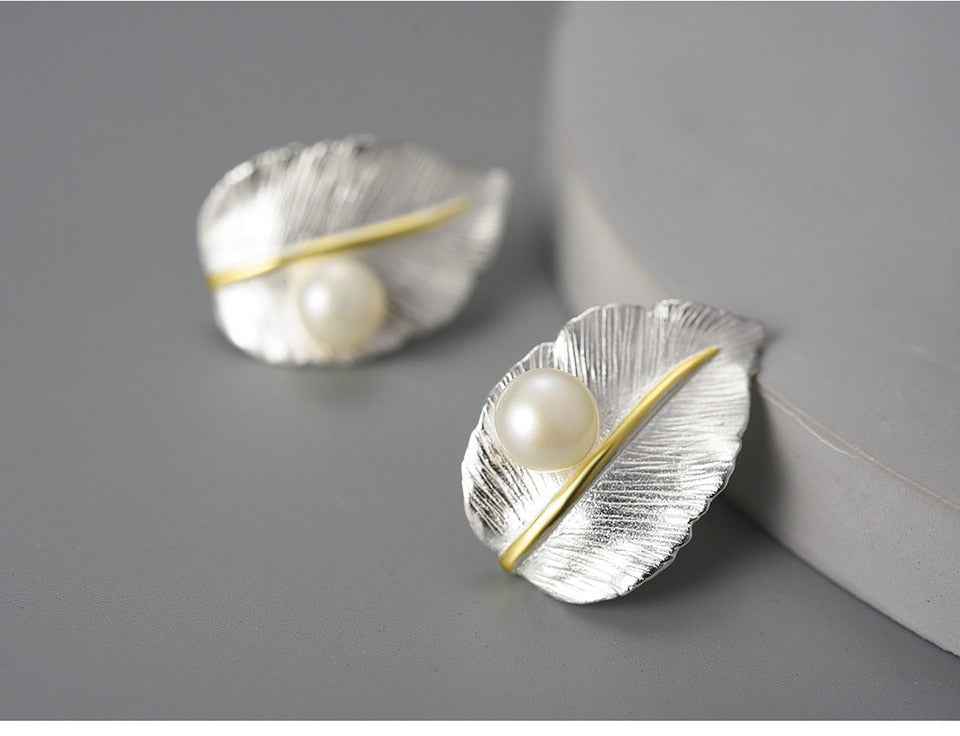 18K Gold Leaf Stud Earrings