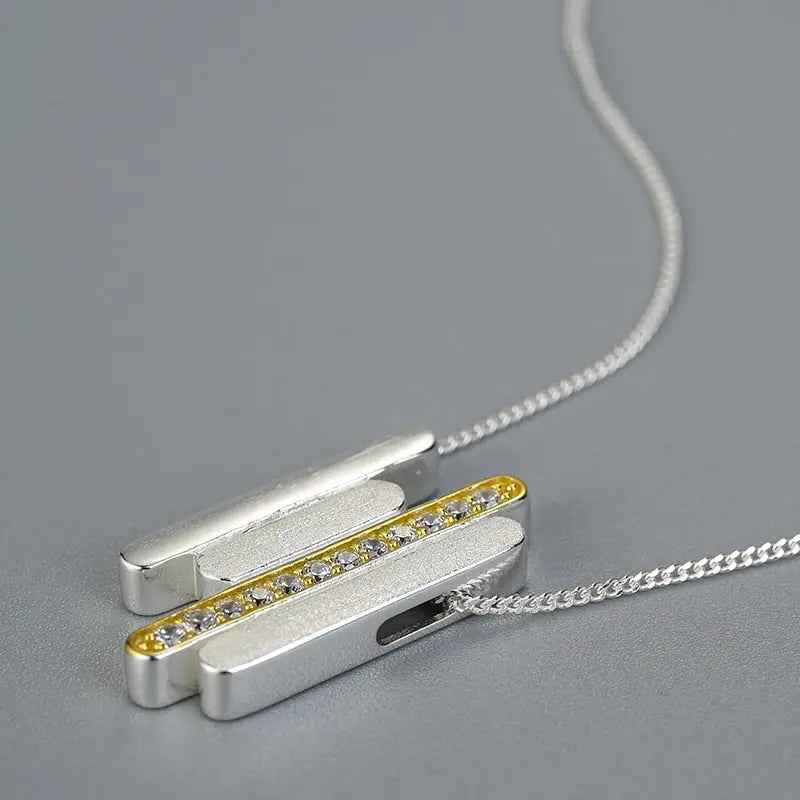 Sterling Silver Creative Minimalist Parallel Lines Pendant without Necklace for Women