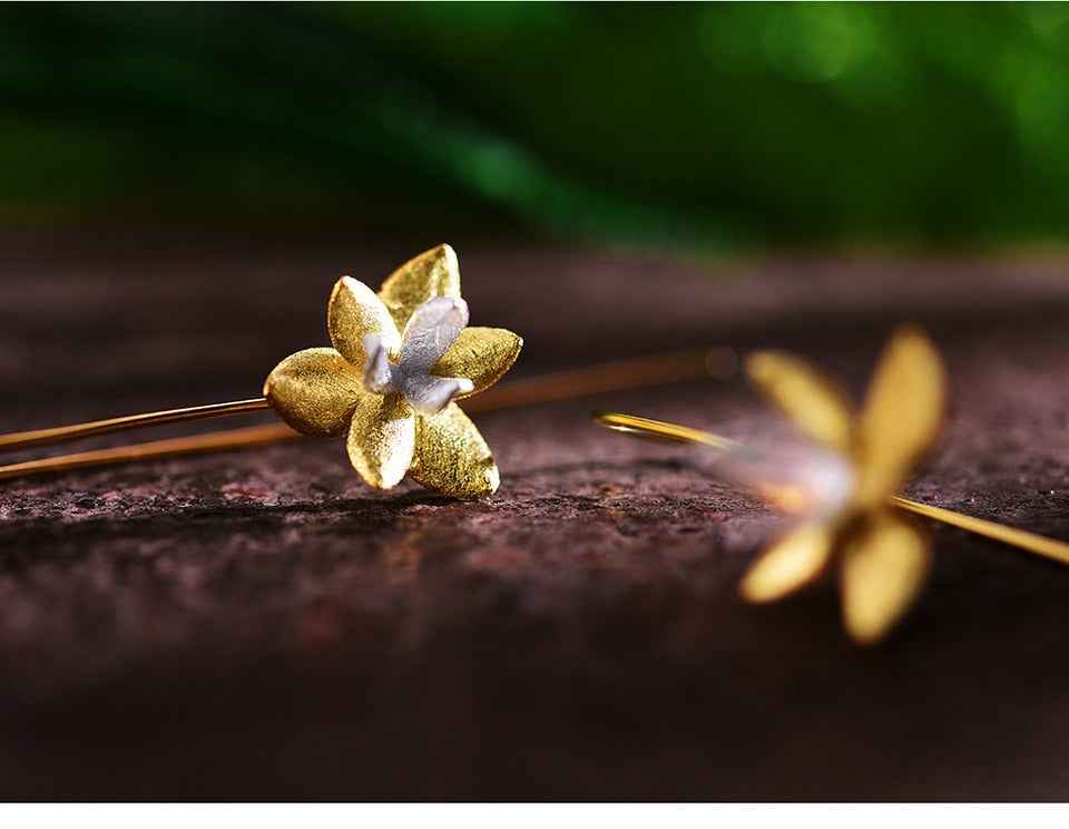 Sterling Silver Blooming Flower Drop Earrings