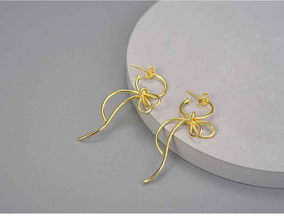18K Gold Knot Long Tassel Dangle Earrings