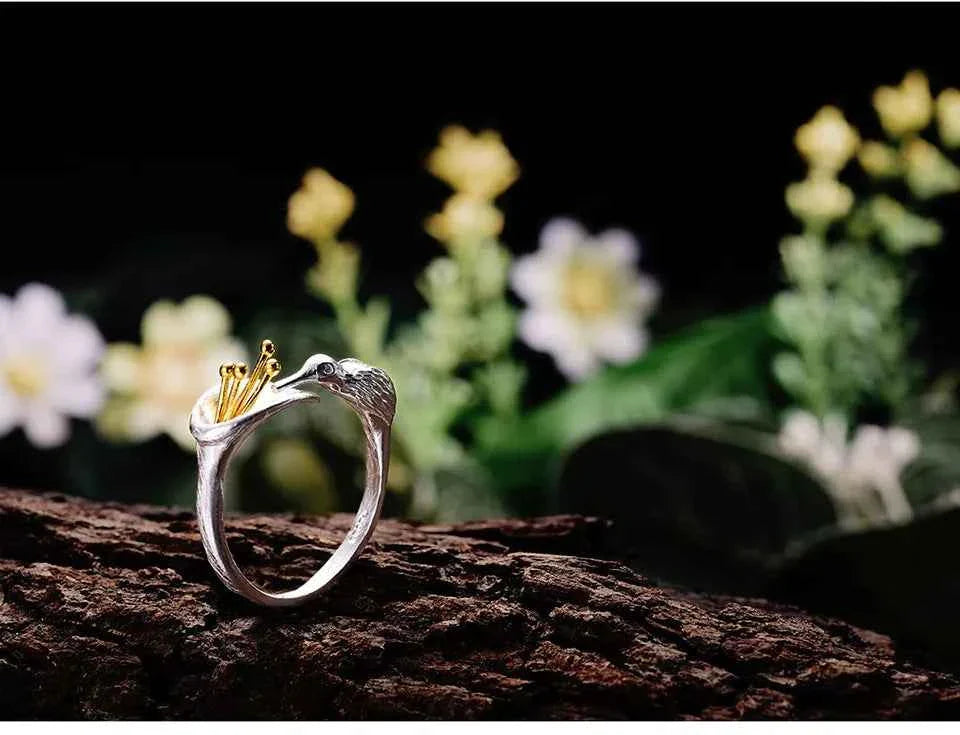 Silver Hummingbird Ring