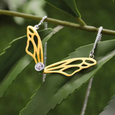 Sterling Silver Hollow Butterfly Wings Pendant Necklace for Women