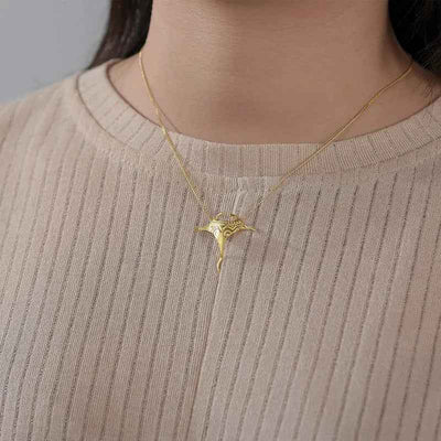 Sterling Silver Manta Ray Fish Pendant 18K Gold Chains and Necklace for Women