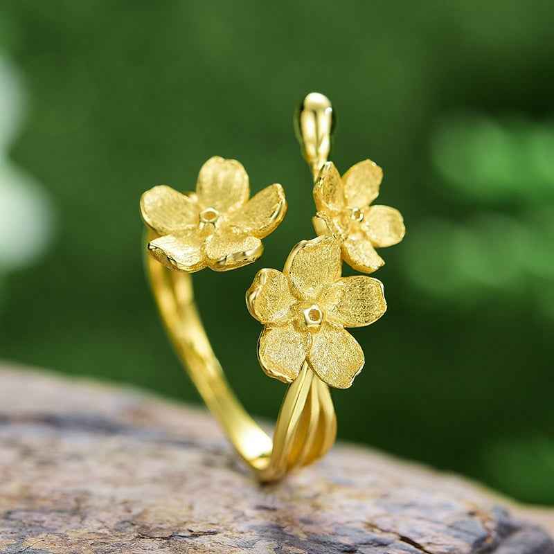 Forget-me-not Flower Adjustable Ring.
