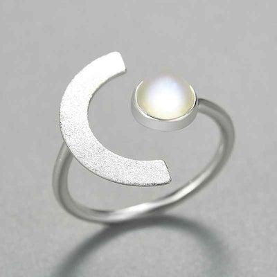 18K Gold Moonstone Ring with Stone. Sterling Silver