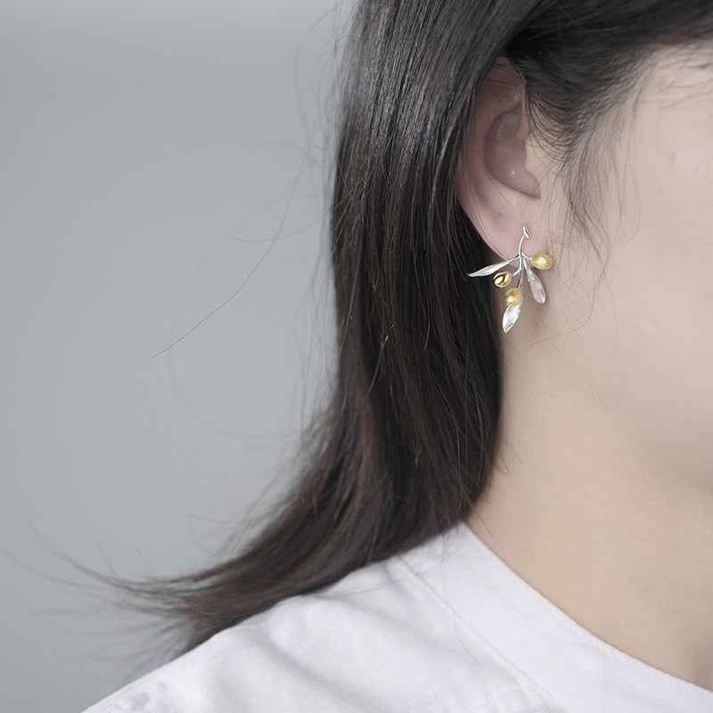 Olive Leaves Branch Earrings