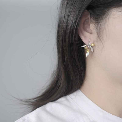 Olive Leaves Branch Earrings