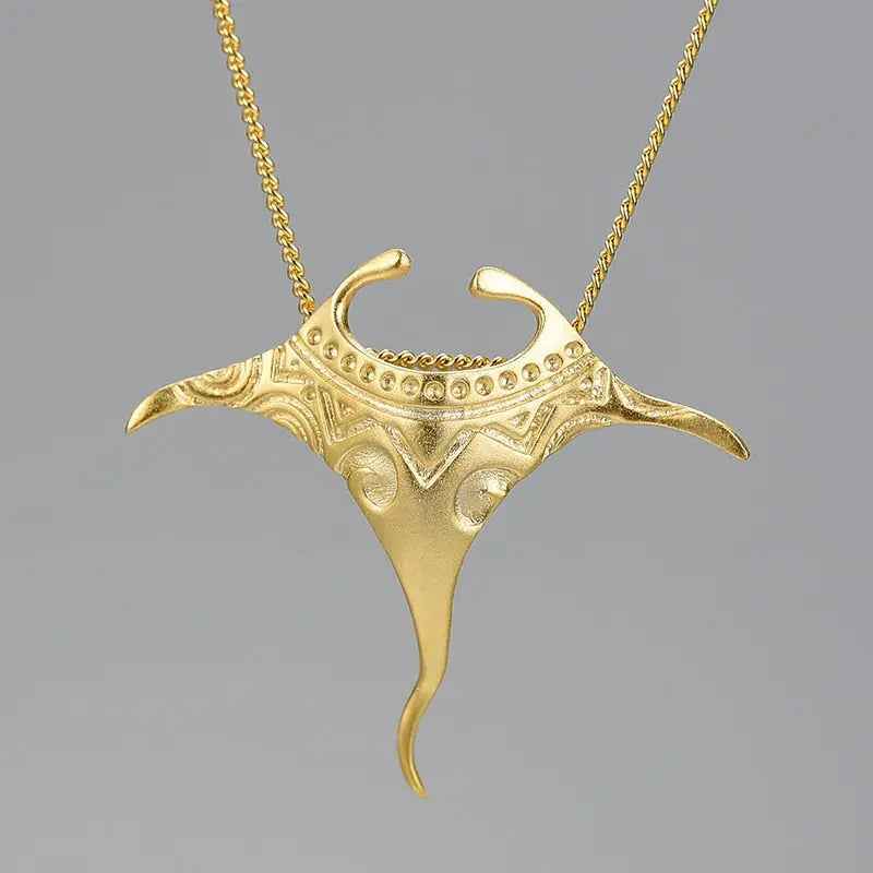 Sterling Silver Manta Ray Fish Pendant 18K Gold Chains and Necklace for Women