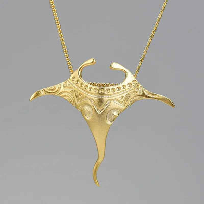 Sterling Silver Manta Ray Fish Pendant 18K Gold Chains and Necklace for Women