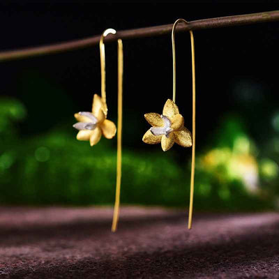 Sterling Silver Blooming Flower Drop Earrings