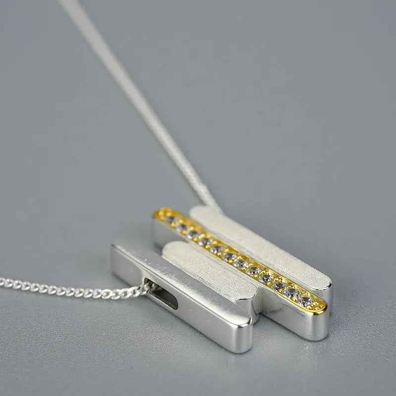 Sterling Silver Creative Minimalist Parallel Lines Pendant without Necklace for Women