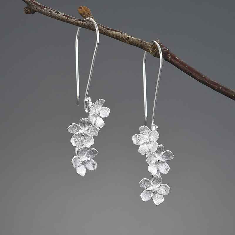 Forget-me-not Flower Long Dangle Earrings
