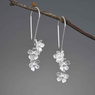 Forget-me-not Flower Long Dangle Earrings