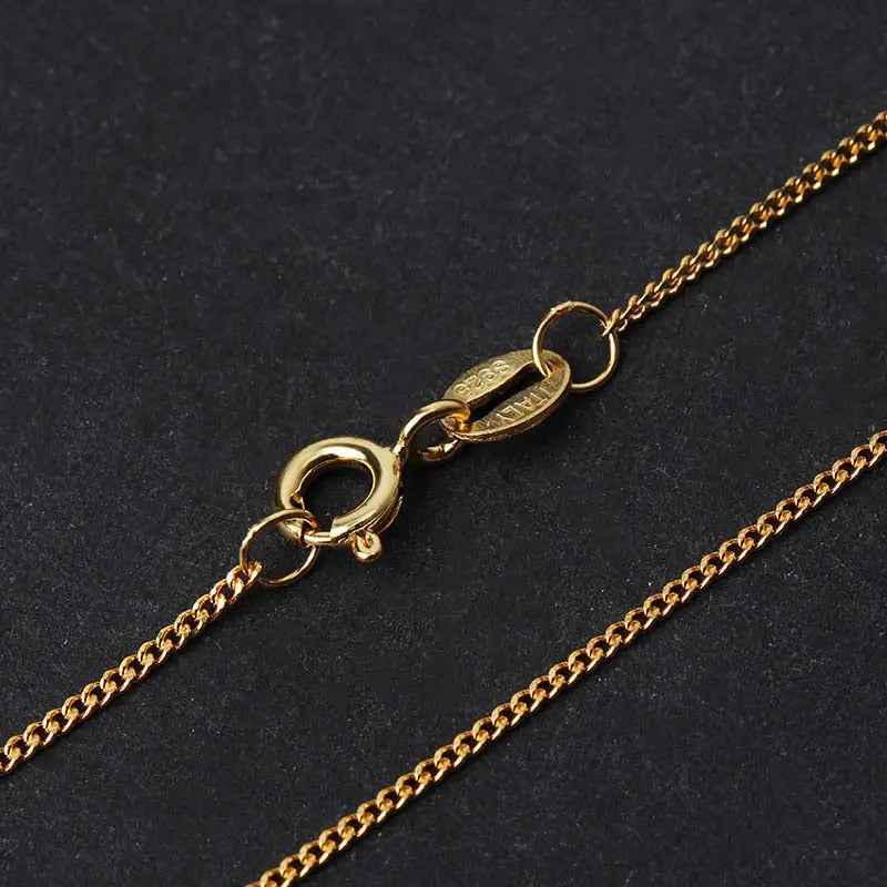 Sterling Silver Necklace Fine Jewelry 18K Gold Classic Easy Match Chain without Pendant for Women Accessories