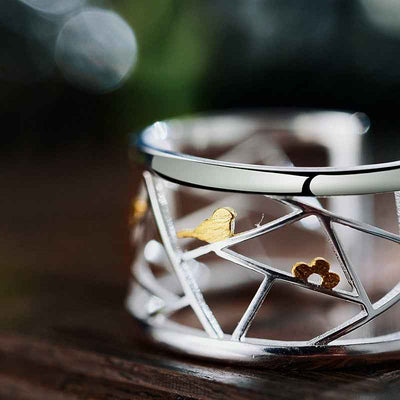 Sterling Silver Oriental Element Window Decoration Paper-cut Design Ring