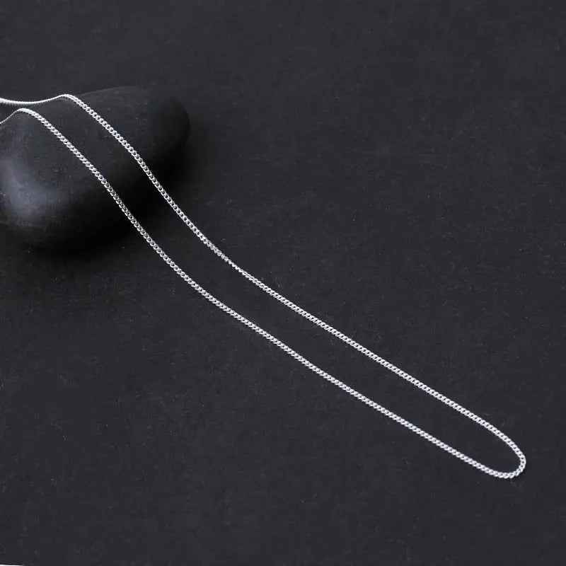 Sterling Silver Necklace Fine Jewelry 18K Gold Classic Easy Match Chain without Pendant for Women Accessories