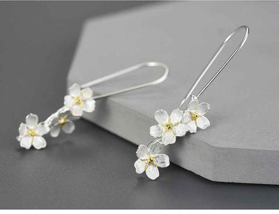 Forget-me-not Flower Long Dangle Earrings