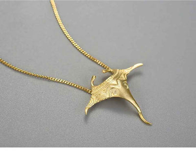Sterling Silver Manta Ray Fish Pendant 18K Gold Chains and Necklace for Women