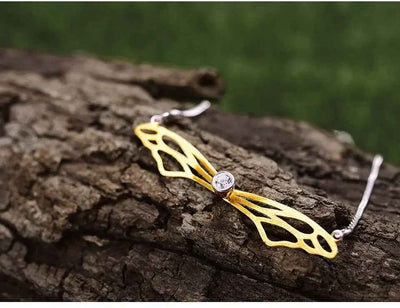 Sterling Silver Hollow Butterfly Wings Pendant Necklace for Women