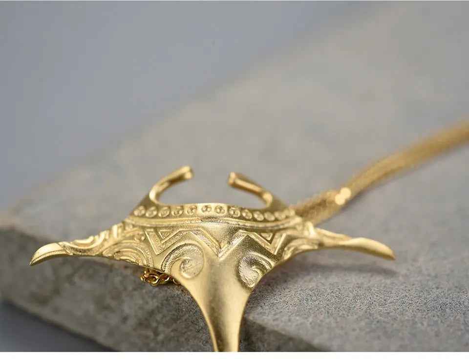 Sterling Silver Manta Ray Fish Pendant 18K Gold Chains and Necklace for Women