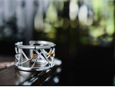 Sterling Silver Oriental Element Window Decoration Paper-cut Design Ring