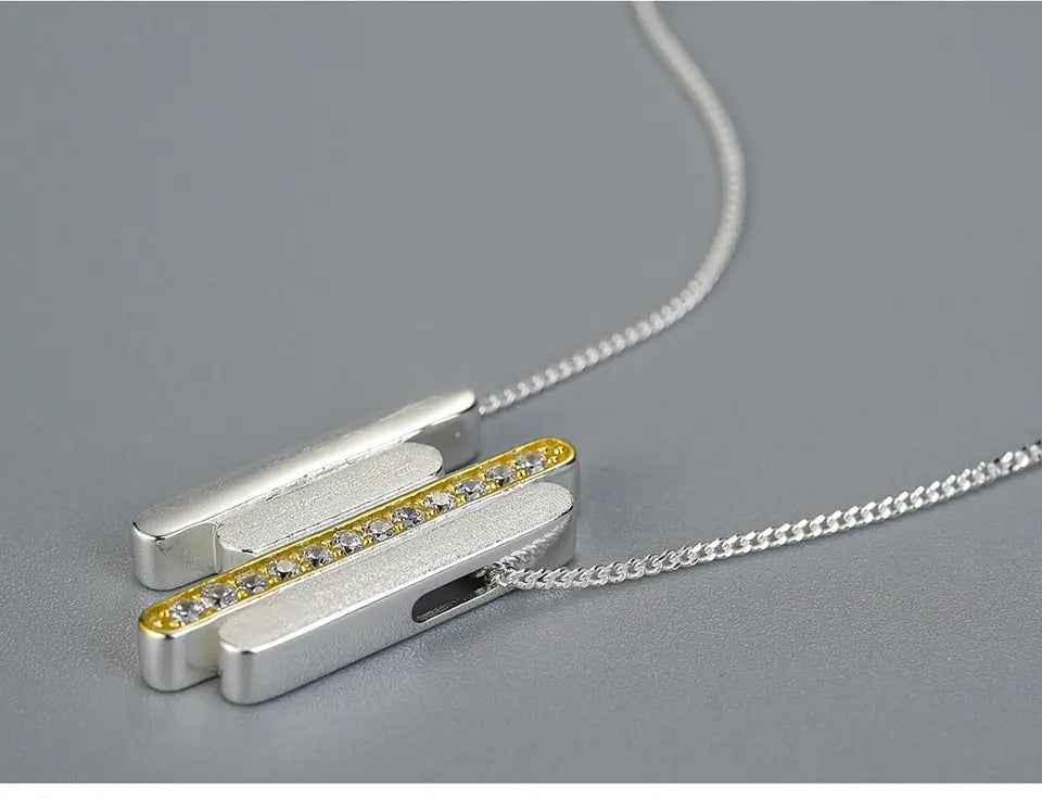 Sterling Silver Creative Minimalist Parallel Lines Pendant without Necklace for Women