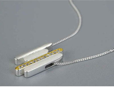 Sterling Silver Creative Minimalist Parallel Lines Pendant without Necklace for Women