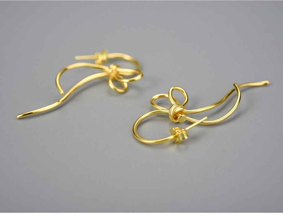 18K Gold Knot Long Tassel Dangle Earrings