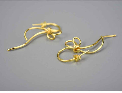 18K Gold Knot Long Tassel Dangle Earrings