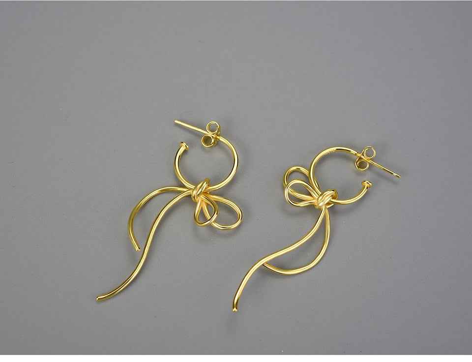 18K Gold Knot Long Tassel Dangle Earrings