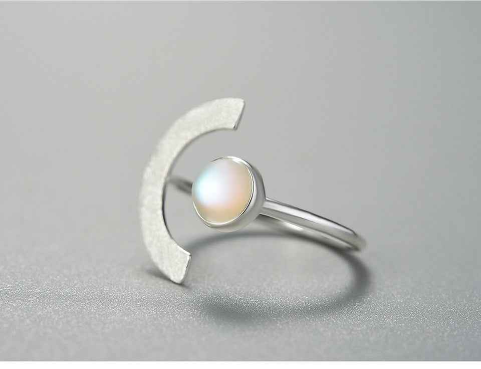 18K Gold Moonstone Ring with Stone. Sterling Silver