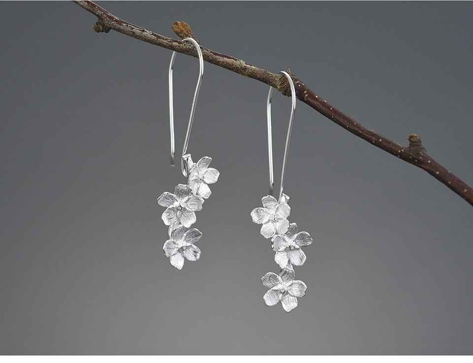 Forget-me-not Flower Long Dangle Earrings