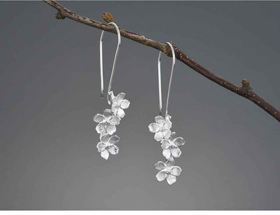 Forget-me-not Flower Long Dangle Earrings