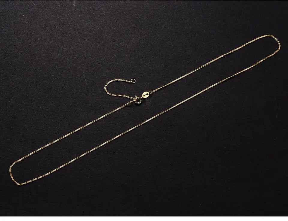 Sterling Silver Necklace Fine Jewelry 18K Gold Classic Easy Match Chain without Pendant for Women Accessories