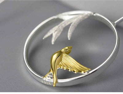 Swallow and Willow in Spring Wind Long Dangle Earrings