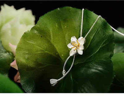 Sterling Silver Lotus Whispers Flower Pendant without Necklace. Creative Handmade Fine Jewelry