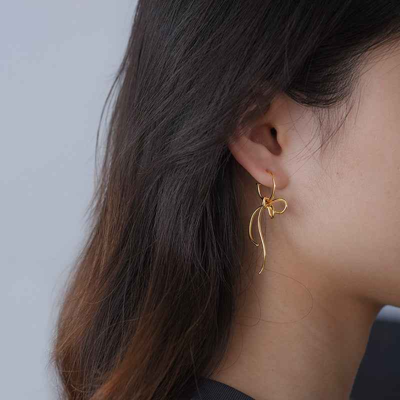 18K Gold Knot Long Tassel Dangle Earrings