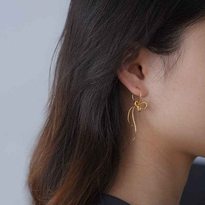 18K Gold Knot Long Tassel Dangle Earrings